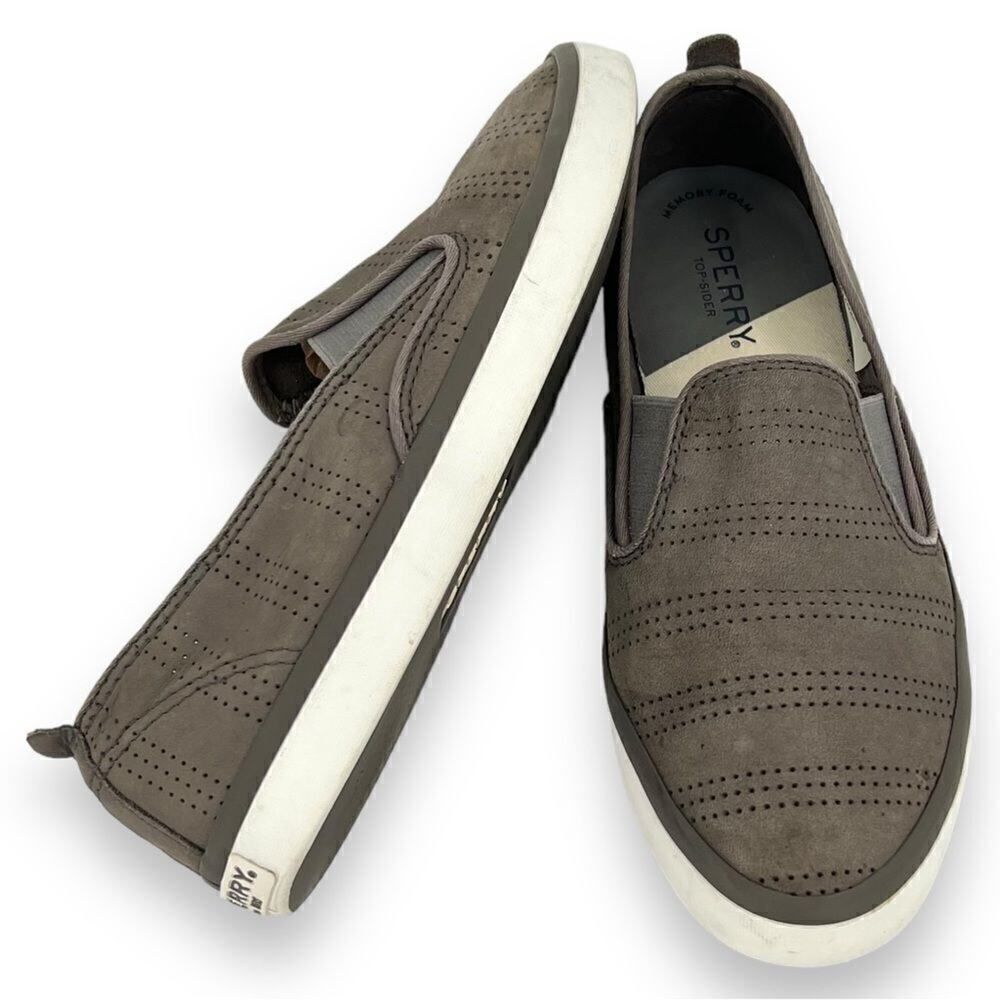 Sperry Top Sider Sailor Twin Gore Grey Perforated Slip On Sneaker Women’s Size 8